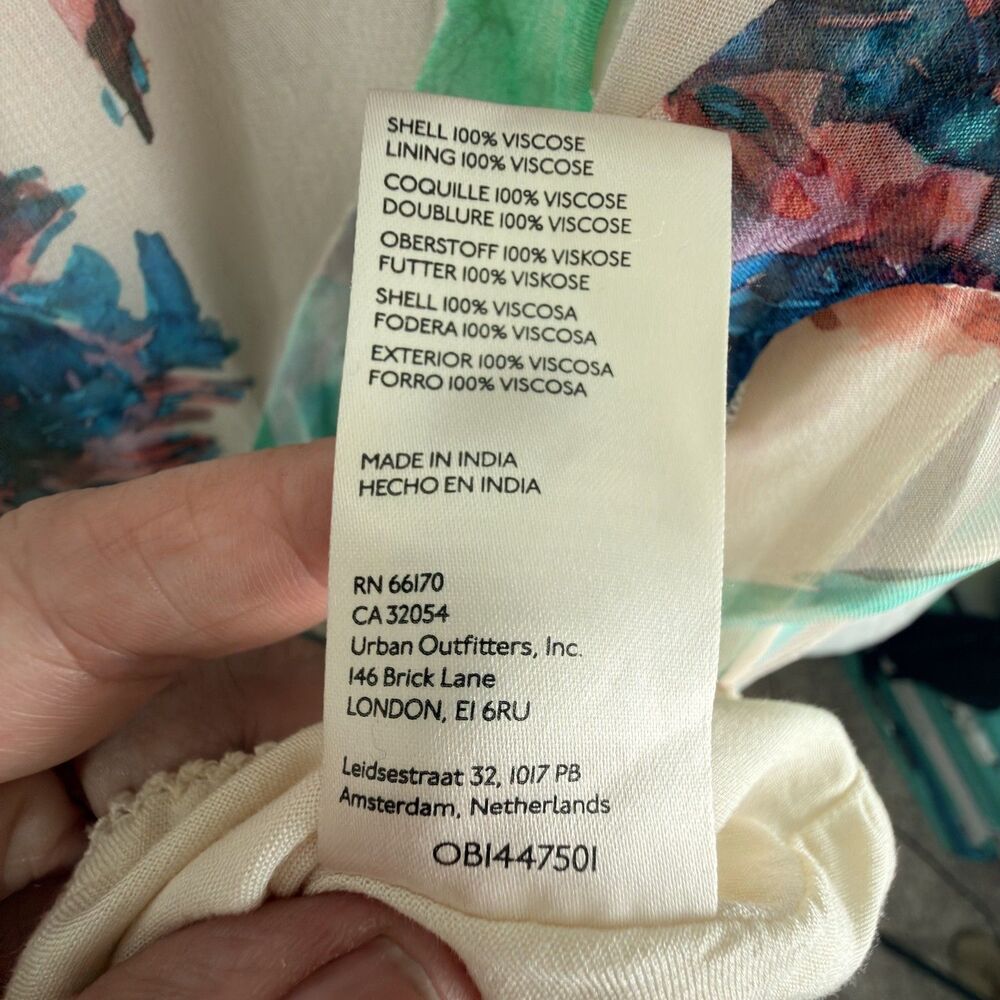 anthropologie floral ruffle mini dress ivory multicolor romantic boho v neck s - Picture 4 of 8